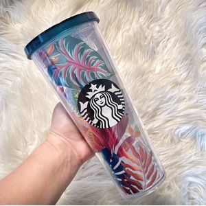 💕💙💚Starbucks 24 oz Tumbler Tropical Leaves Foil RARE Jungle theme💕💙💚